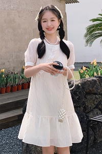肌理感小香风连衣裙女夏2023新款小个子减龄漂亮洋气荷叶边小黑裙图片