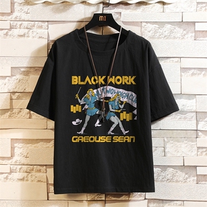 亚麻短袖t恤男大码五分袖男宽松七分袖 砖墙挂拍YT26304-P30图片
