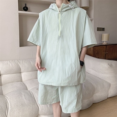 8XL-M休闲运动套装大码工装短袖冰丝薄款连帽户外防晒衣TZ1701P68，男装休闲套装，电商B238