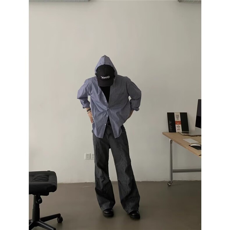 现货不规则褶皱设计裤子男士秋季新款工装阔腿休闲裤L16111-p53,男装工装外套,星座1008