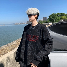现货/秋季新款扎染重磅刺绣卫衣男B219A-ZY251-P48加绒P53控78，男装卫衣，电商B219A
