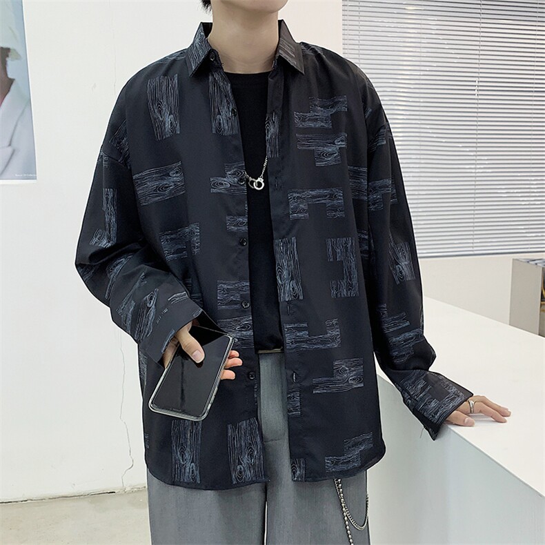 潮流ins涂鸦衬衫男夏季薄款韩版长袖衬衣港风外套W1114-P35,男装衬衫,星座512-2
