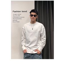 开衩纽扣袖口卫衣宽松内搭男上衣服设计感长袖圆领t恤LT1133-P35，男装T恤，星座1008