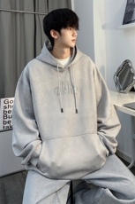 M-6XL380克大码秋季新款连帽麂皮绒刺绣套头卫109-W02042-P58，男装卫衣，星座109-1