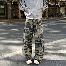 港风春夏款男迷彩休闲裤阔腿宽松直筒长裤H037P48，男装休闲裤，星座1013-1