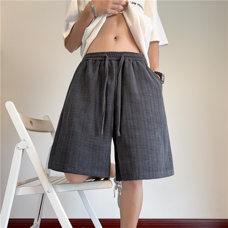 抖音品质夏季新款麦穗条宽松休闲五分裤B315-K25567-特p30控58,男装休闲裤,电商B315