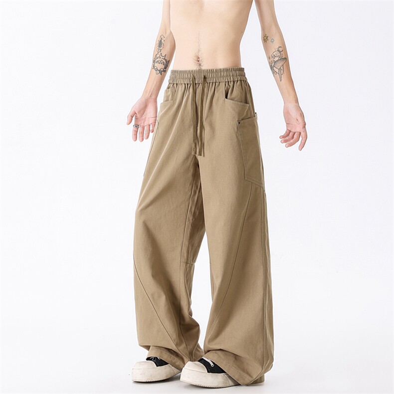 美式复古褶皱秋夏cleanfit宽松直筒简约阔腿休闲裤子K02535-P60,男装休闲裤,星座308B-2