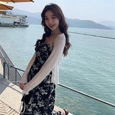 法式度假风针织披肩吊带连衣裙两件套2C317A-8817-P155-K208，女装套装/套裙，2C317A