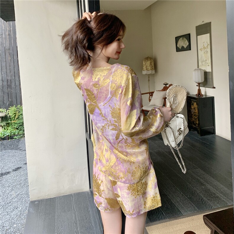 新中式国风套装女超好看2025年夏季新款时尚高级感衬衫短裤两件套,女装套装/套裙,2C135