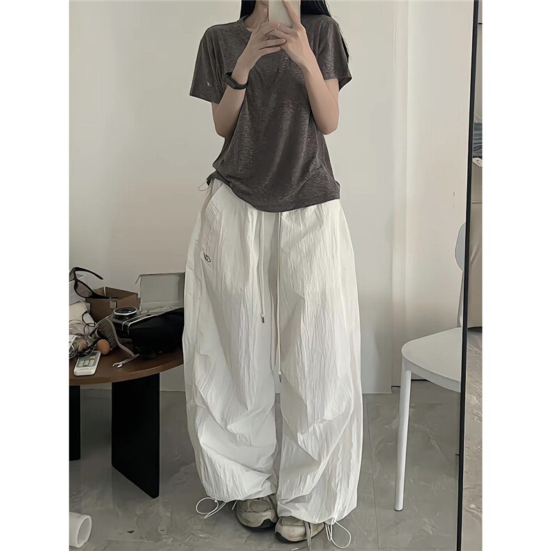 美式高街降落伞工装裤女抽绳宽松皱褶阔腿裤子休闲爵士跳舞运动裤,男装工装外套,星座506A