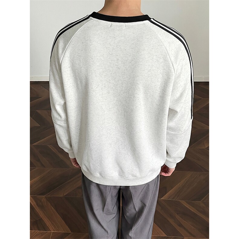 抖音得物高品质全棉二开26春装新款男女宽松高街织带圆领卫衣CM03,男装卫衣,电商A486