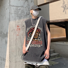 B239-1277-P38夏季水洗做旧背心/马甲美式复古人像印花无袖T恤，男装背心/马甲，星座514-2(原B239)