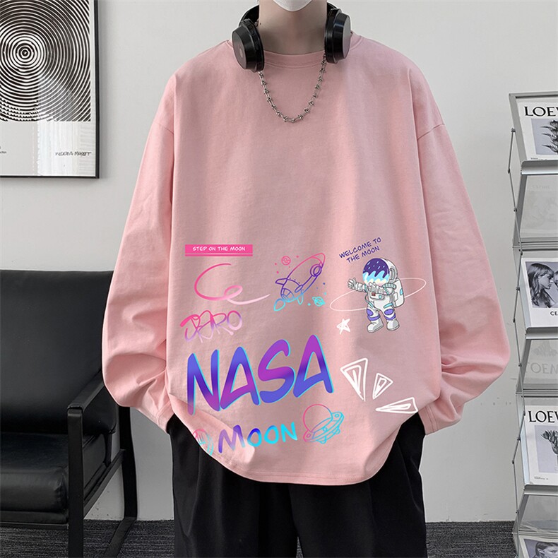 NASA联名同款控48重磅230g纯棉长袖t恤男大码圆领卫衣TX3186-P28,男装T恤,电商A040