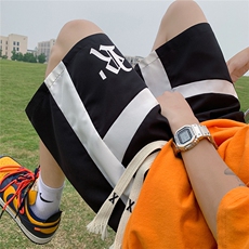 1港风拼色抽绳短裤男中裤男休闲潮流五分裤男DK77035P30控48，男装牛仔裤，星座226-2
