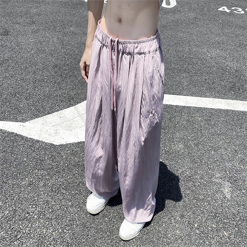 休闲裤男韩版潮流百搭裤子夏季薄款坠感阔腿拖地长裤K02581-P38,男装休闲裤,星座308B-2