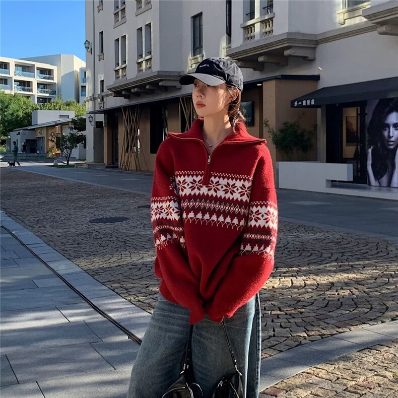 韩版圣诞毛衣女宽松休闲外穿内搭套头针织衫秋冬外套LMY96055-p60,男装针织衫/毛衣,星座1008