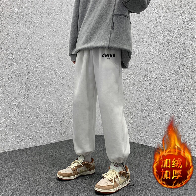 K13248-P35加绒-P45可束脚加厚加绒运动裤男大码宽松直筒卫裤男,男装休闲裤,电商A040