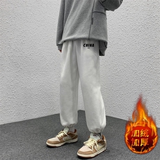 K13248-P35加绒-P45可束脚加厚加绒运动裤男大码宽松直筒卫裤男，男装休闲裤，电商A040