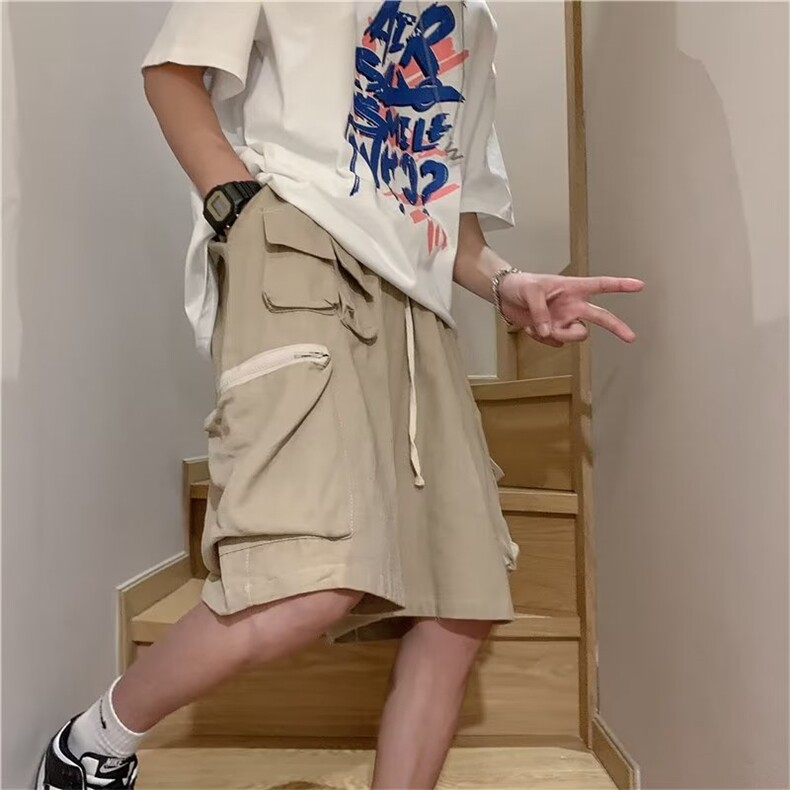 工装短裤男港风潮流大口袋痞子帅2024夏季新款ins五分裤K3882-P47,男装休闲裤,星座412-3