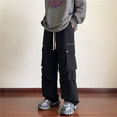 秋季新款多巴胺潮流工装裤双褶宽松休闲裤B315-K23398-p60控78，男装休闲裤，电商B315