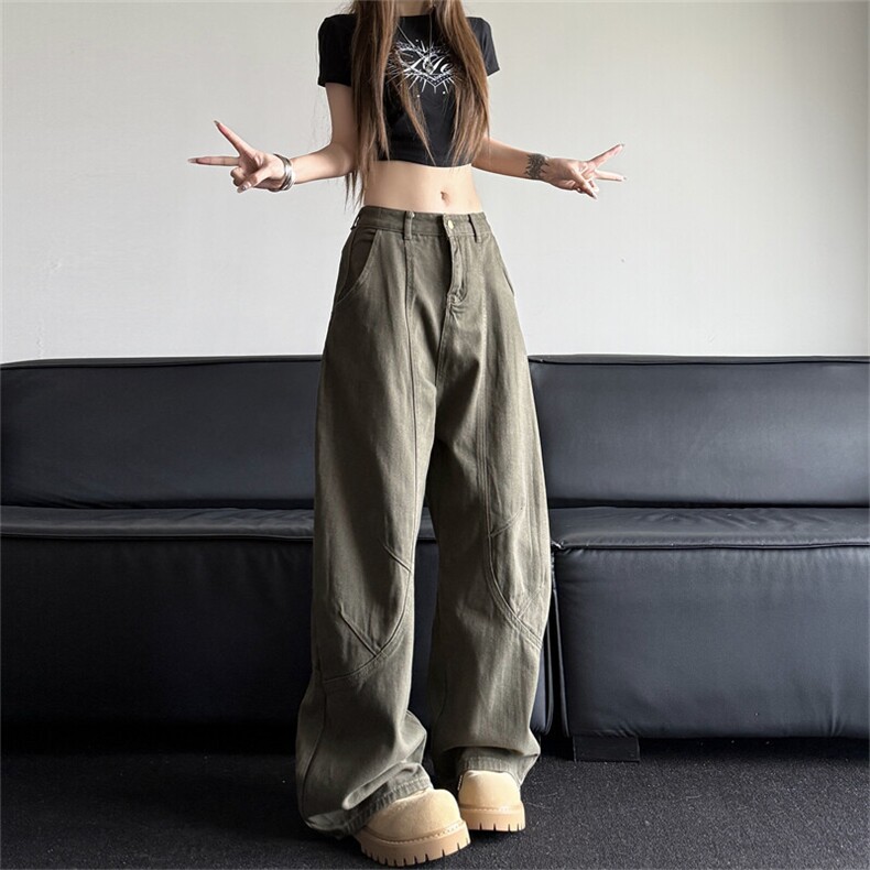 美式高街弯刀牛仔裤男女 潮牌个性宽松休闲裤NZ125-P58图片