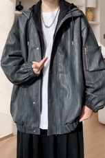 春季皮衣美式潮牌青少年百搭夹克情侣春装外套XZ102B-1-JK2562P95，男装皮衣，星座102B-1