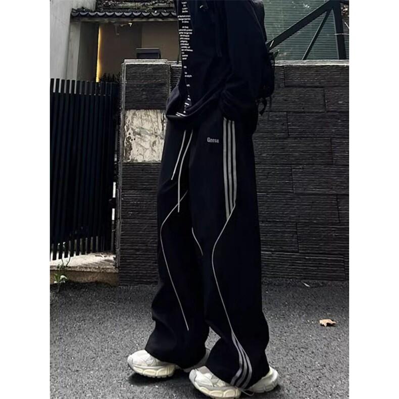 美式复古条纹拼接户外休闲运动裤男女hiphop街舞工装裤机能登山裤,男装工装外套,四季星座505