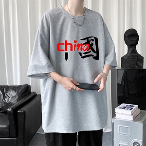 HT73189-P22 华夫格t恤男短袖男大码五分袖  短句风图片