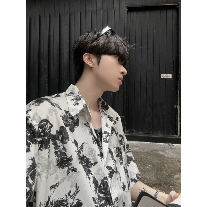 夏季黑玫瑰夏威夷冰丝衬衫ZC0110-特批28,男装衬衫,星座313A(原308A-2)