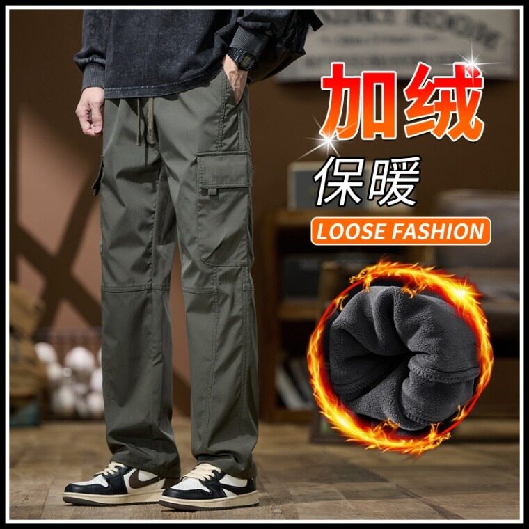 加绒加厚冬男女休闲裤工装大口袋冲锋裤滑雪裤大码M-5XLHA8P40,男装工装外套,星座1013-1