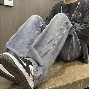 美式复古牛仔裤男春秋季潮百搭水洗直筒休闲裤阔腿长裤K860特批40图片
