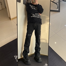 <自拍图>春季高街时尚风裤子男小众设计感微喇K6122-P55，男装休闲裤，星座1109-4