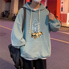 新款秋冬港风宽松连帽套头卫衣X5666-常规P70控88-加绒P80控98，男装卫衣，电商A061-1
