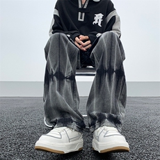 男牛仔裤2023新款春秋季潮流男装港风宽松裤子N01664-P45，男装牛仔裤，星座308B-1