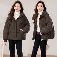 2024冬季新款时尚气质优雅宽松舒适保暖中短款棉衣，女装棉衣/棉服，香香