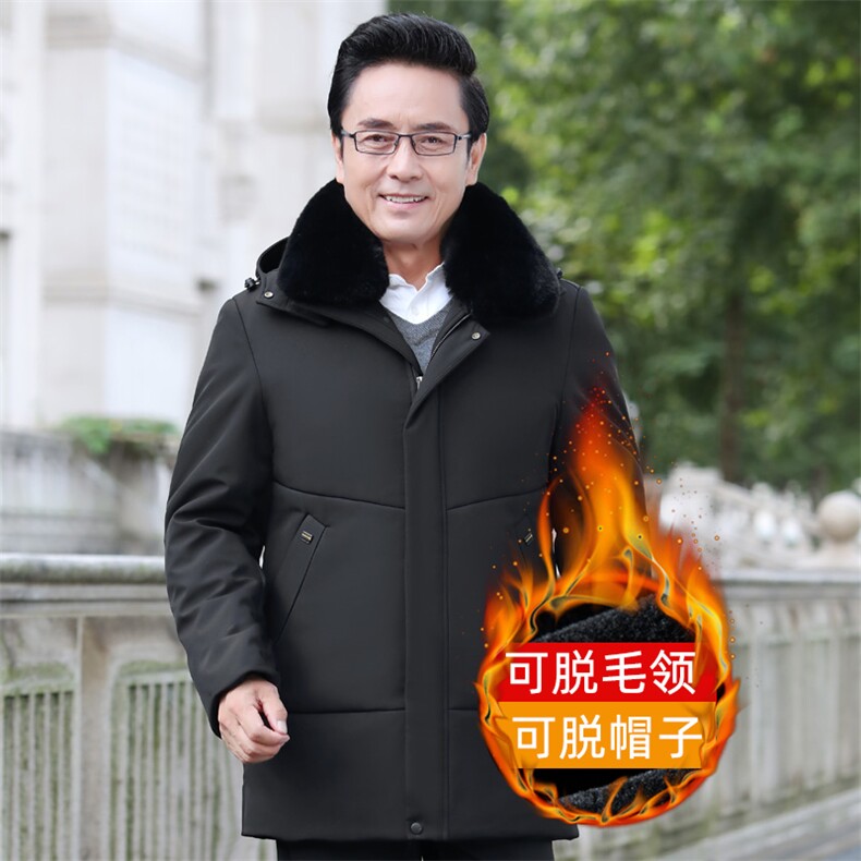 8827/P140 爸爸棉服可脱毛领可脱帽子棉袄中老年外套棉衣男士图片