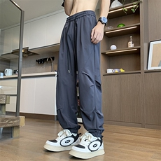 （量大优）乌梅紫色凉感速干休闲裤褶皱束脚空调裤CK999-特P35，男装休闲裤，星座1213