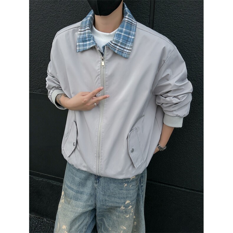 老钱风假两件外套男2025春秋新款拼接撞色宽松cleanfit飞行服夹克,男装夹克,星座410-6（原星座1304-1）