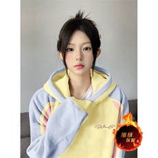 抖音得物供货提供视频秋冬重磅美式宽松接拼连帽卫衣32169，男装卫衣，电商A486