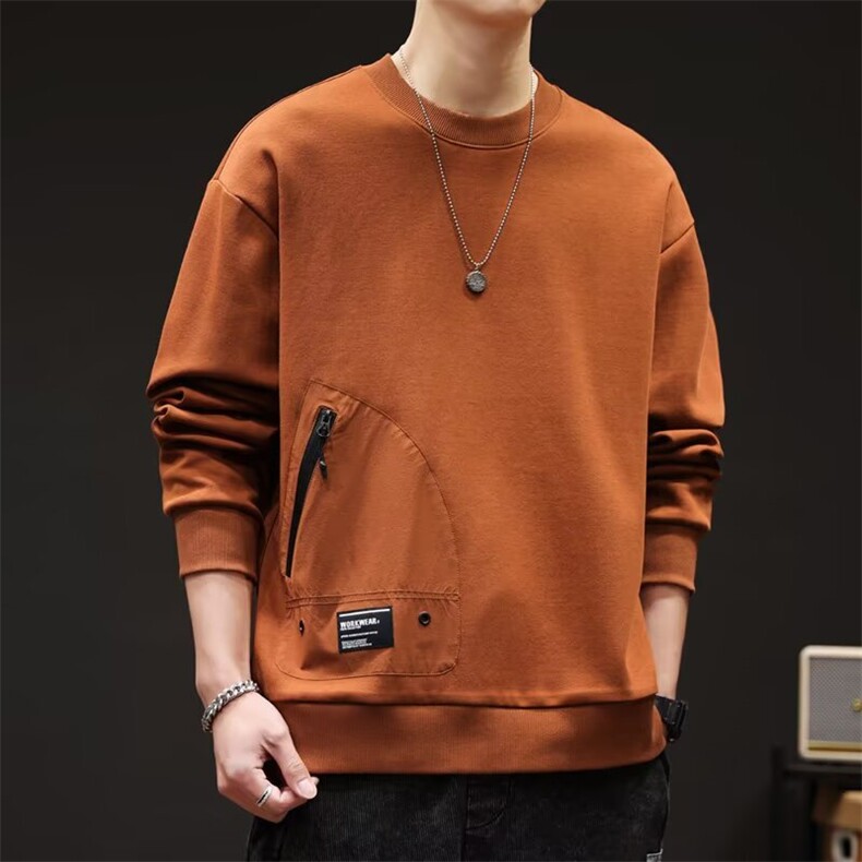 高端肌理感男士卫衣2025春秋新款宽松大码百搭休闲长袖圆领上衣潮，男装卫衣，星座1210-1