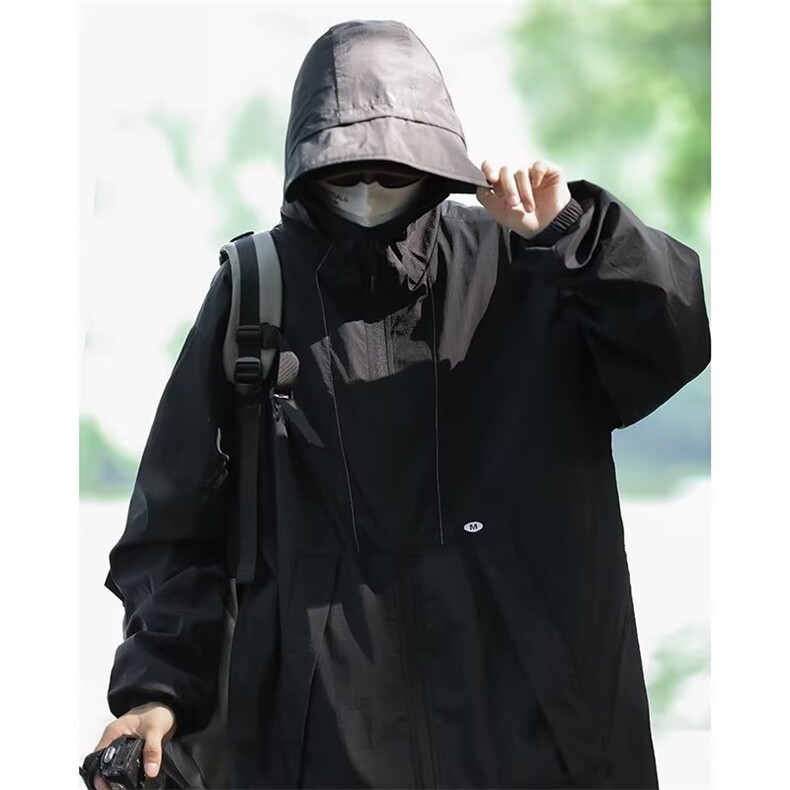 户外连帽冲锋衣外套男2023秋季新款黑武士宽松登山服夹克 JK7004图片