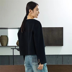 2024新款澳洲羊毛双面呢小香风短款外套大衣，女装毛呢外套，爱绒人羊绒大衣工厂店