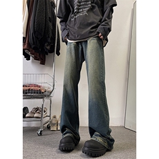 美式ins高街hiphop暗黑重工艺水洗暗黑微喇牛仔裤货号K2407P65，男装牛仔裤，电商A063