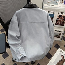拼接翻领工装外套男款水洗夹克小众高级感垫肩棒球服百搭7712P75，男装夹克，星座410-2