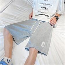 夏季潮牌休闲裤ins港风五分中裤男毛巾刺绣华夫格短裤 K3241-P22图片
