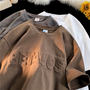 重磅 260克直播品质 钢印字母夏季 宽松情侣短袖T恤A334-TX28-35，男装T恤，电商B339(原A334）