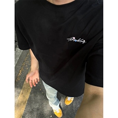 现货现货美式夏季手写花卉刺绣短袖T恤男女宽松情侣上衣A466-P30，男装T恤，星座1505