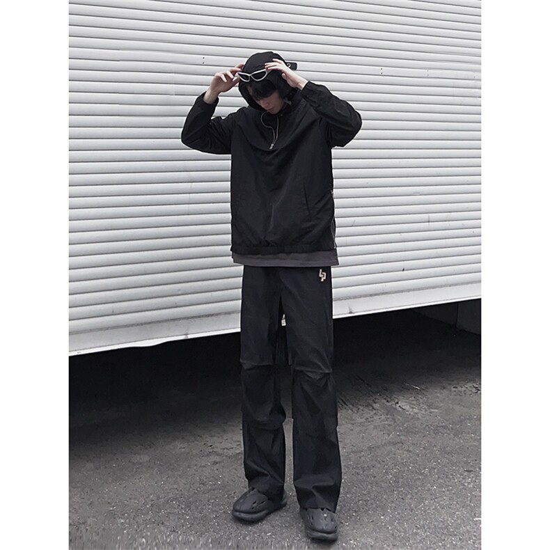 B221美式ins街头hiphop刺绣宽松褶皱休闲裤子LK23123-P60控78,男装休闲裤,电商B221