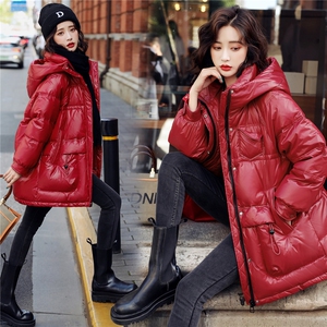白鸭绒中长款羽绒服女2025冬季韩版小个子加厚连帽外套图片
