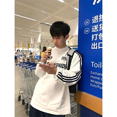 美式三条杠圆领卫衣男生潮牌情侣上衣高级感重磅无帽外套WY87，女装短外套，星座516A